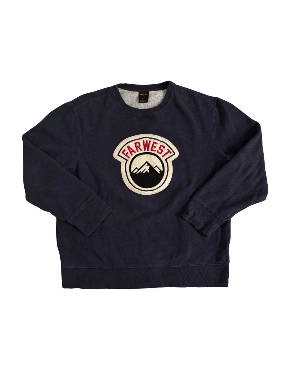 Far West Navy Embroidered Crewneck Fleece Sweatshirt